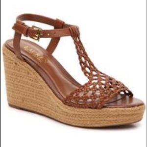 Ralph Lauren Hailey Brown Leather Sandal 7.5B